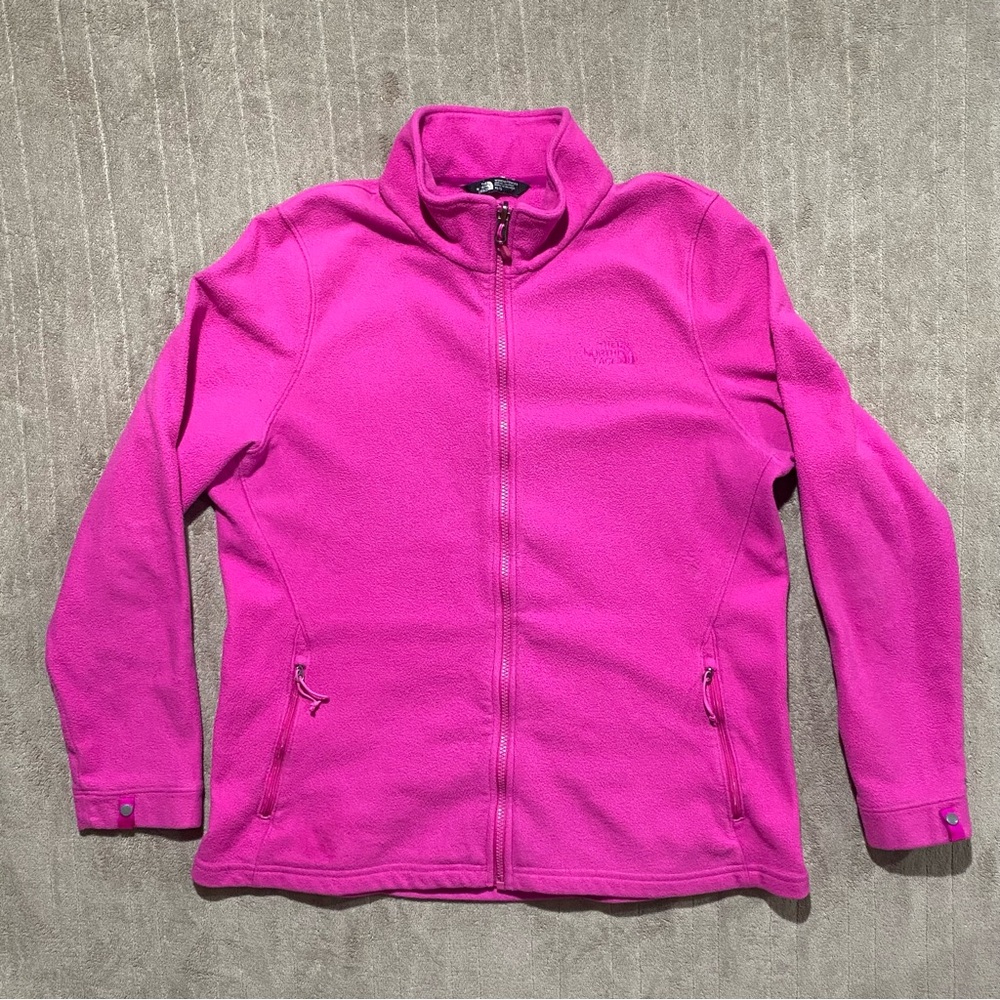 The North Face Women's XL Fleece Jacket Hot Pink Full Zip Soft Cozy Warm Pockets